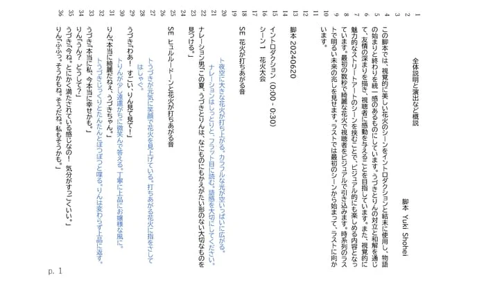 オリジナルアニメーションの脚本のポートフォリオ画像